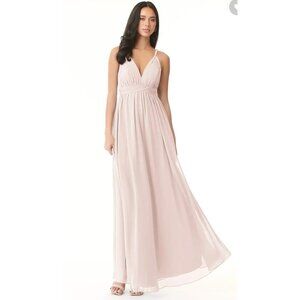 Azazie 12 Rowena Bridesmaid Dress Floor Length Chiffon Gown Maxi Rose Petal Pink